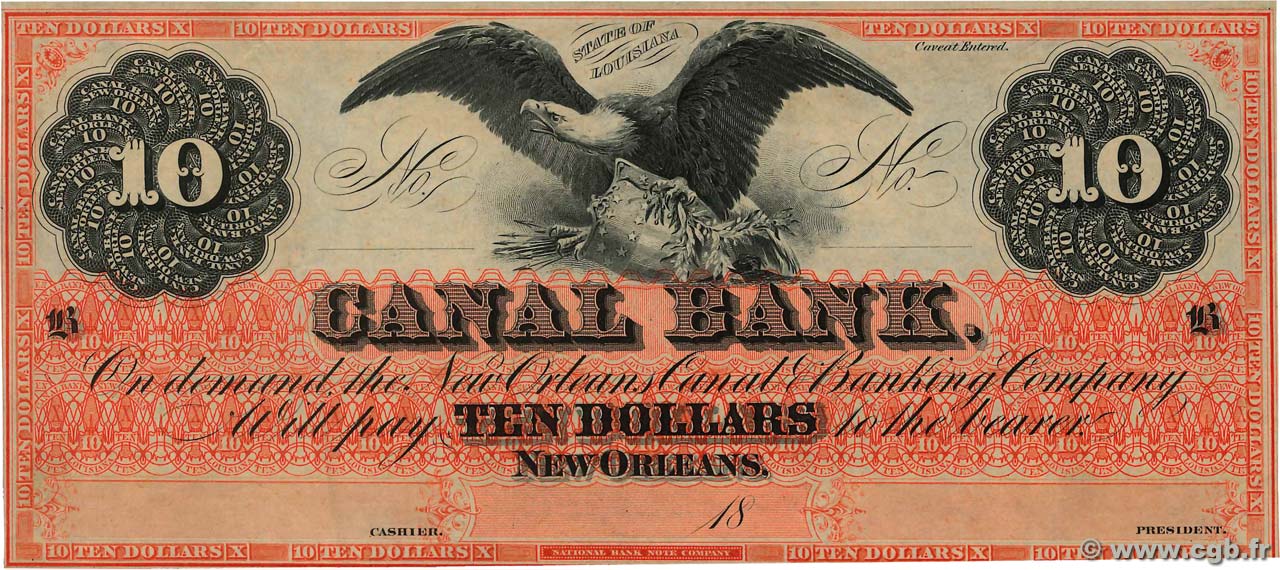 10 Dollars Non émis STATI UNITI D AMERICA New Orleans 1850  q.AU