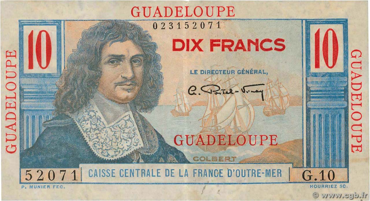 10 Francs Colbert GUADELOUPE  1946 P.32 pr.SUP