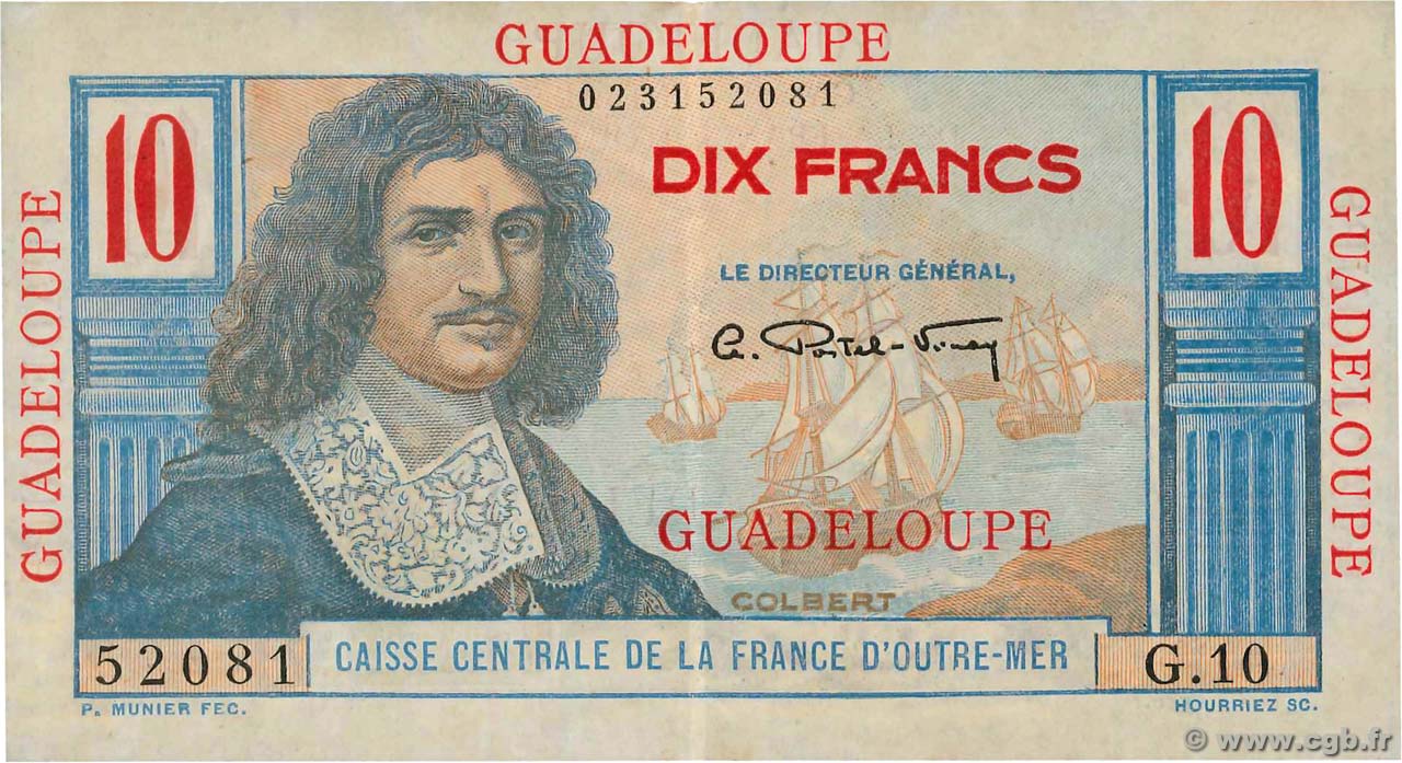 10 Francs Colbert GUADELOUPE  1946 P.32 EBC+