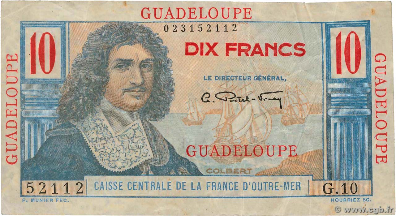 10 Francs Colbert GUADELOUPE  1946 P.32 S