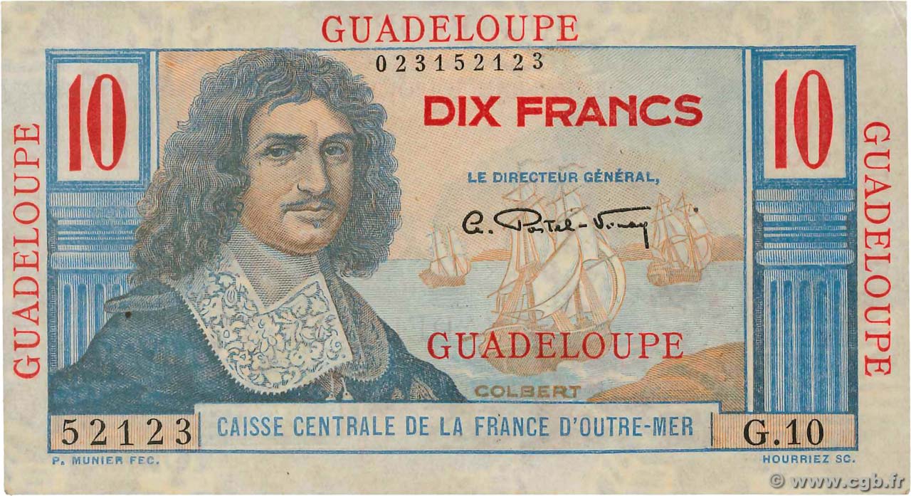 10 Francs Colbert GUADELOUPE  1946 P.32 SC