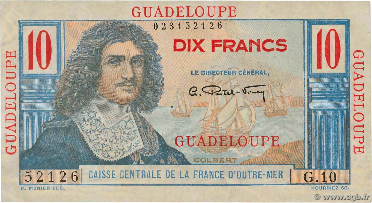 10 Francs Colbert GUADELOUPE  1946 P.32 SC+