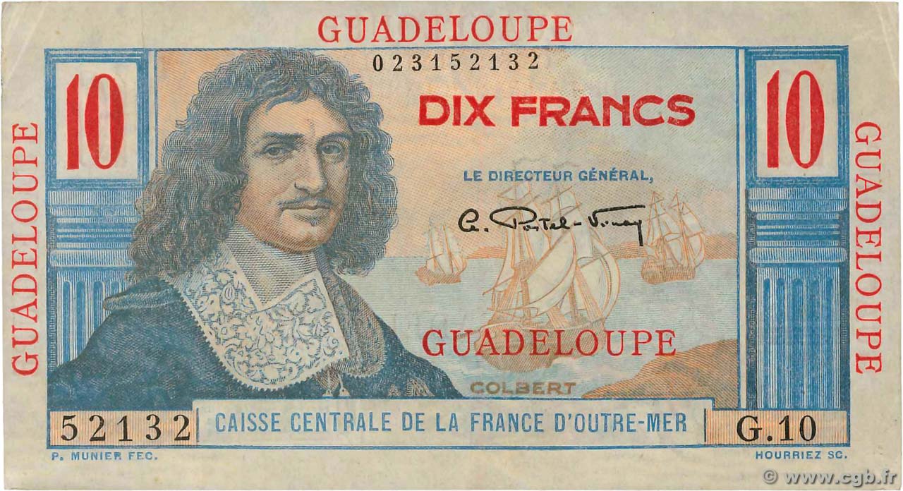 10 Francs Colbert GUADELOUPE  1946 P.32 pr.SPL