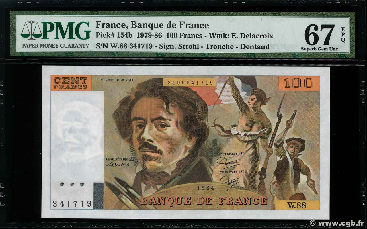 100 Francs DELACROIX modifié FRANKREICH  1984 F.69.08b ST