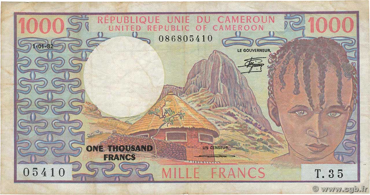1000 Francs CAMEROON  1982 P.16d VF