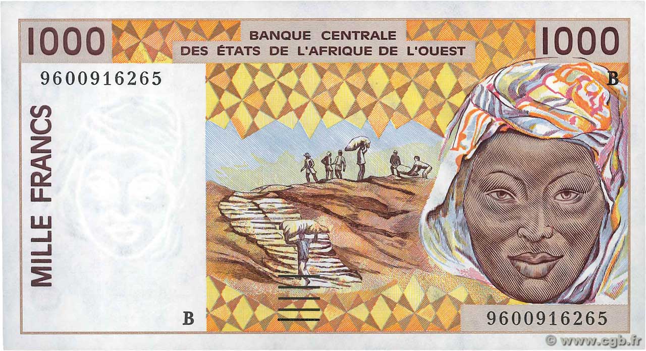 1000 Francs ÉTATS DE L AFRIQUE DE L OUEST  1996 P.211Bg pr.SPL