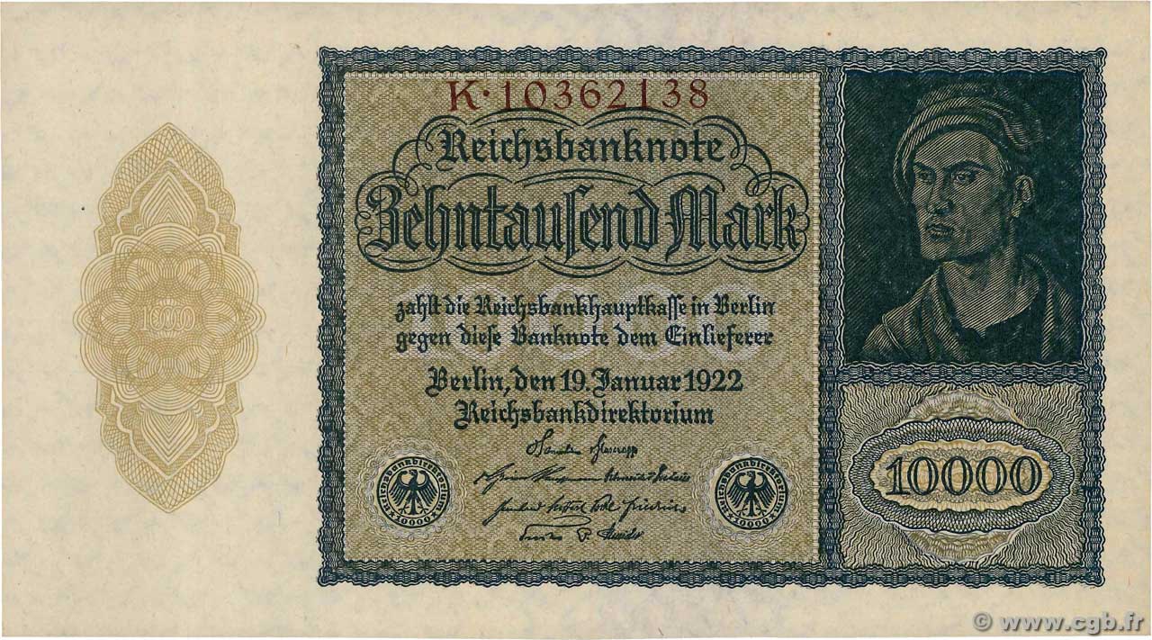 10000 Mark ALEMANIA  1922 P.072 SC+