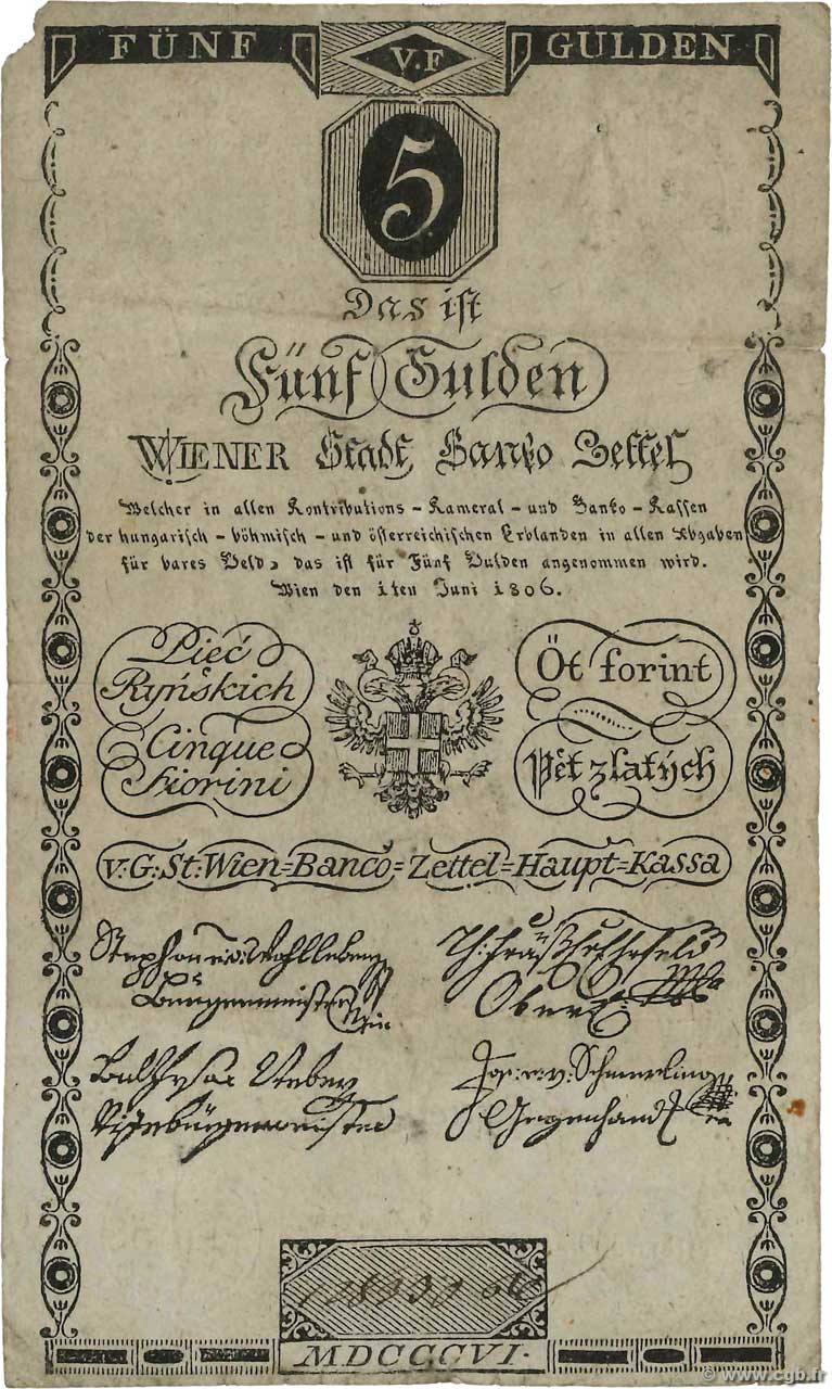 5 Gulden ÖSTERREICH  1806 P.A038a S