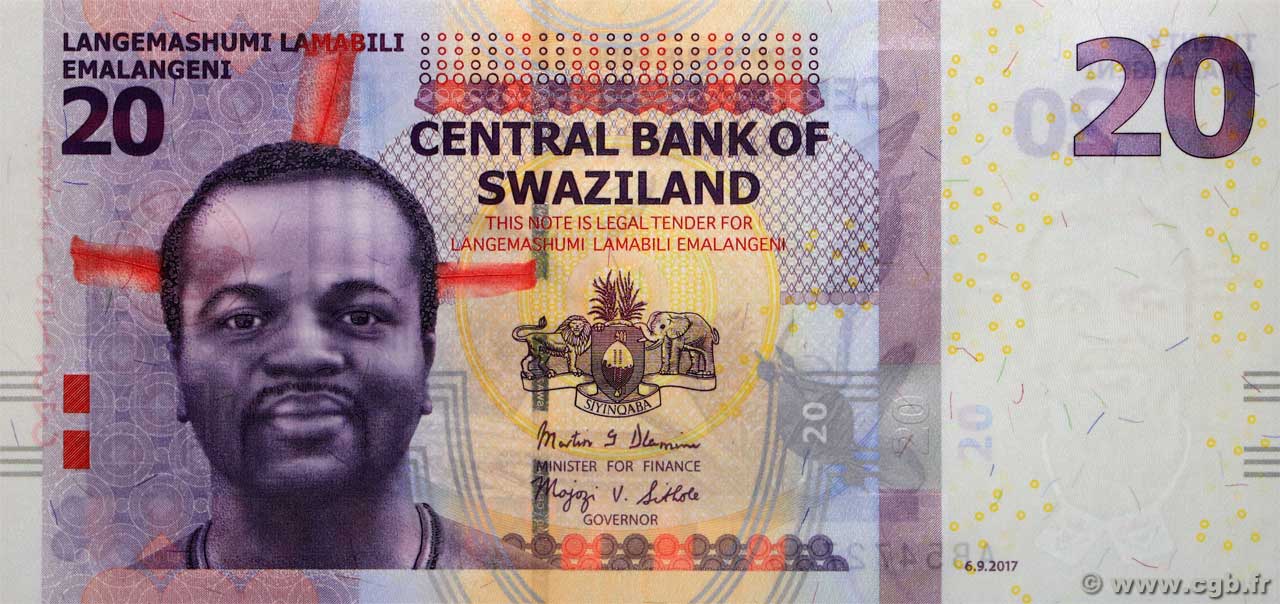 20 Emalangeni SWAZILAND  2017 P.37c NEUF