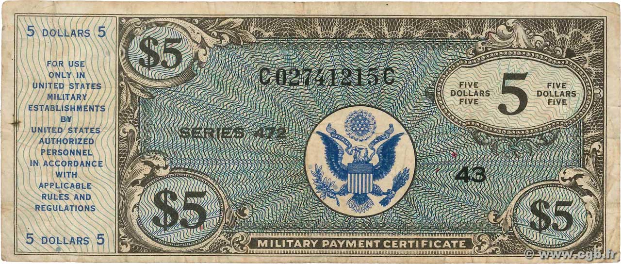 5 Dollars UNITED STATES OF AMERICA  1948 P.M020a F-
