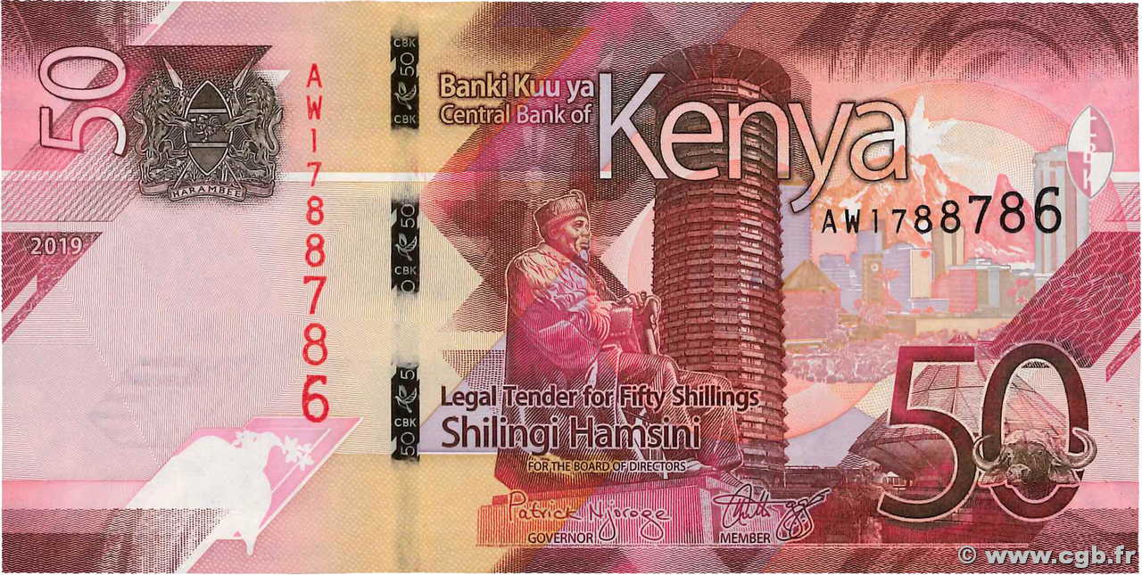 50 Shillings KENYA  2019 P.52 UNC-