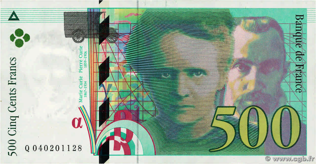 500 Francs PIERRE ET MARIE CURIE FRANCE  1998 F.76.04 TTB