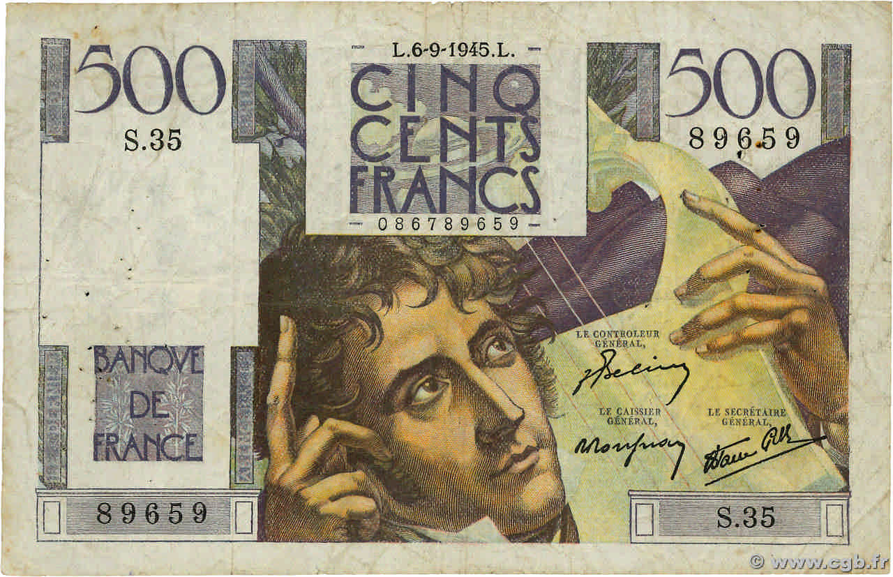 500 Francs CHATEAUBRIAND FRANCE  1945 F.34.02 B+