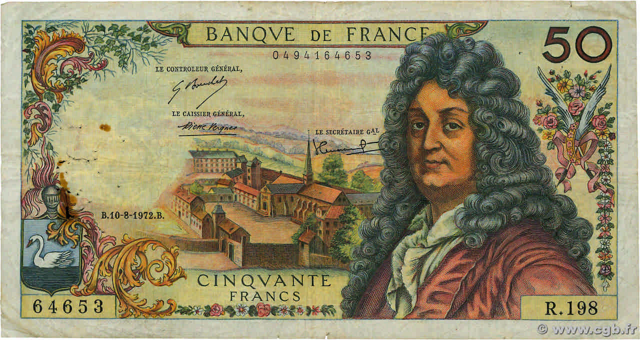 50 Francs RACINE FRANCE  1972 F.64.21 B