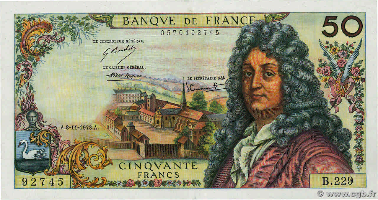 50 Francs RACINE FRANCIA  1973 F.64.25 SPL