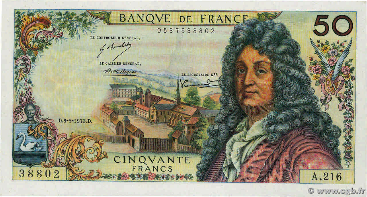 50 Francs RACINE FRANCIA  1973 F.64.23 SPL