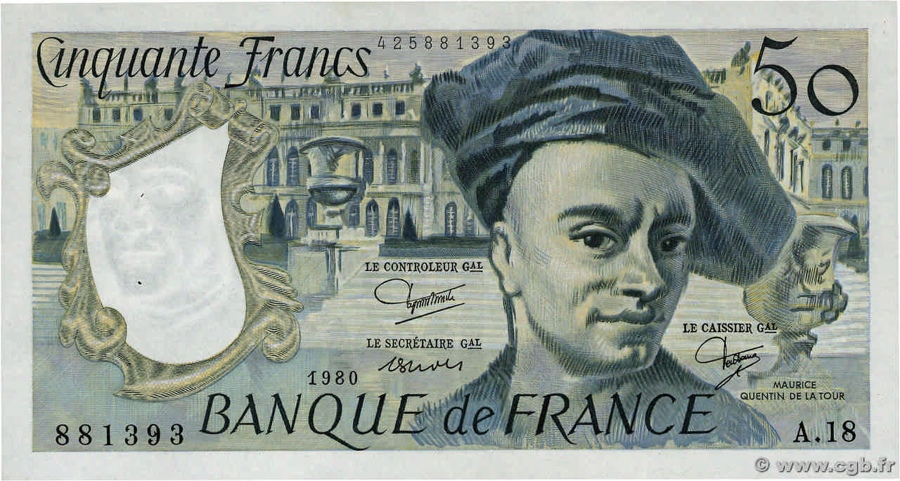 50 Francs QUENTIN DE LA TOUR FRANCE  1980 F.67.06 SUP