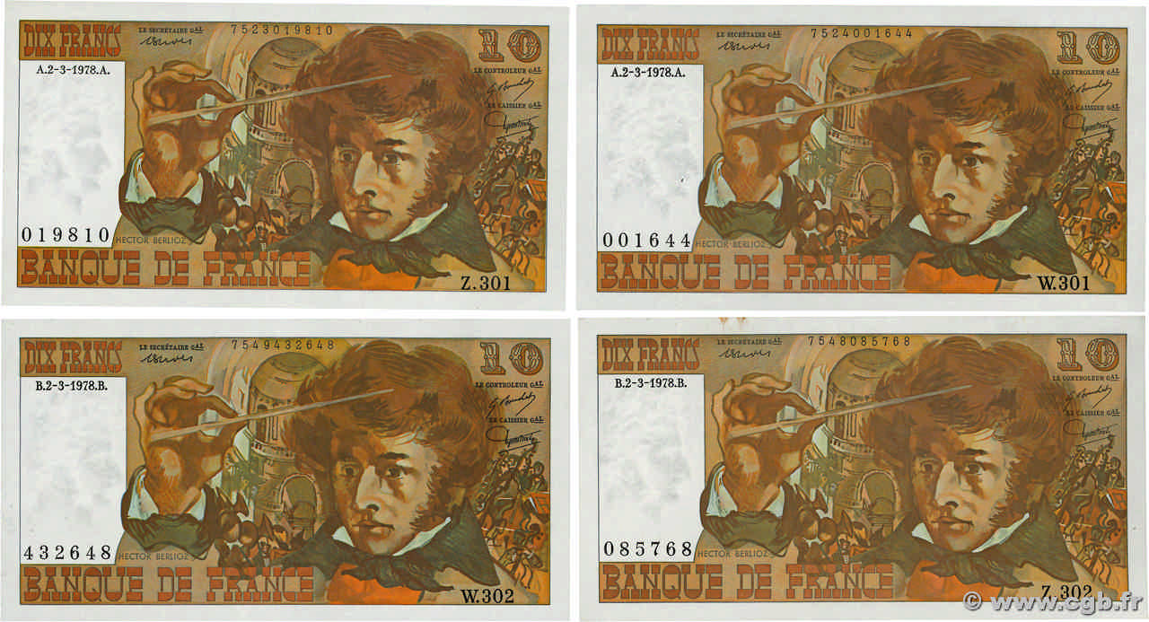 10 Francs BERLIOZ Lot FRANCE  1978 F.63.23 TTB+