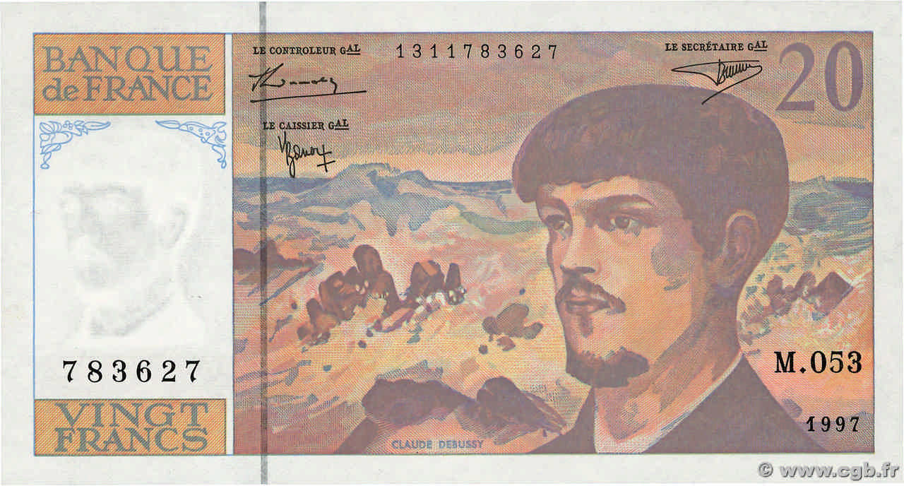 20 Francs DEBUSSY Modifié FRANCE  1997 F.66ter.02 SUP