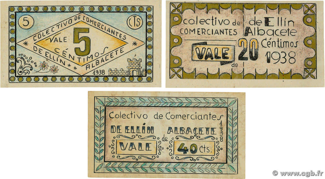 5, 20 et 40 Centimes  Lot ESPAGNE H 1938  SPL