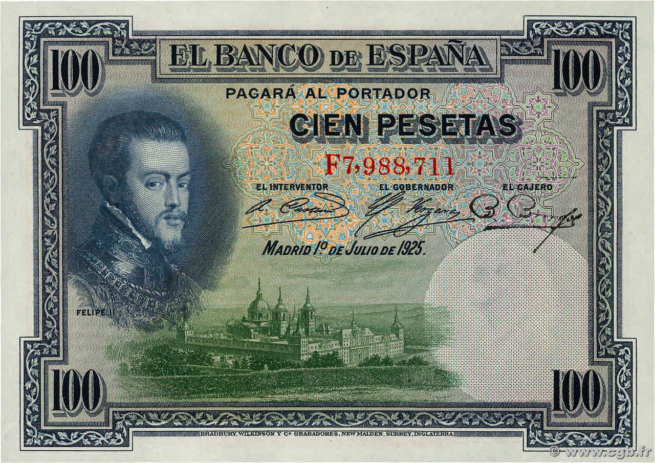 100 Pesetas ESPAGNE  1925 P.069c pr.SPL