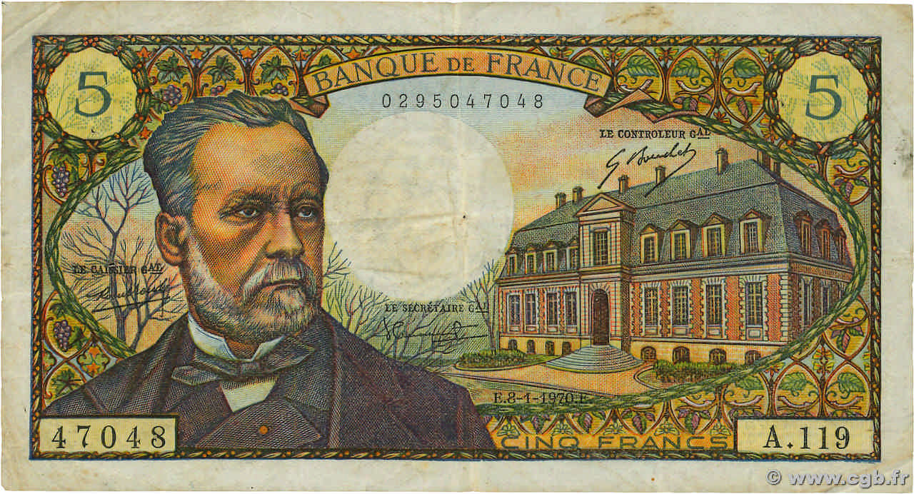 5 Francs PASTEUR FRANCE  1970 F.61.12 TB