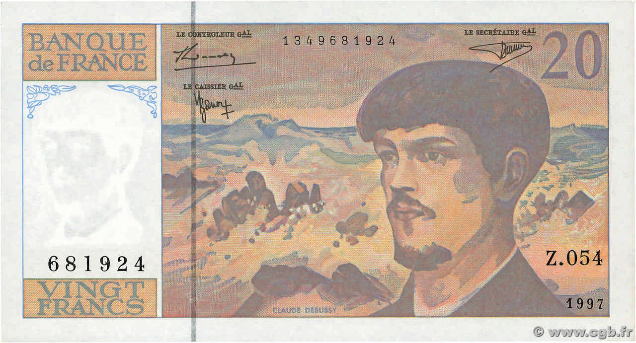 20 Francs DEBUSSY Modifié FRANCE  1997 F.66ter.02 pr.NEUF
