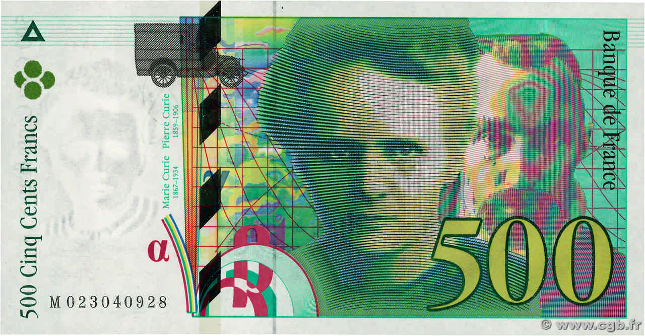 500 Francs PIERRE ET MARIE CURIE FRANCE  1994 F.76.01 NEUF