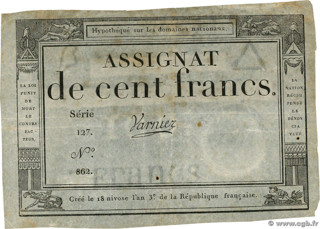 100 Francs FRANCIA  1795 Ass.48a BC+