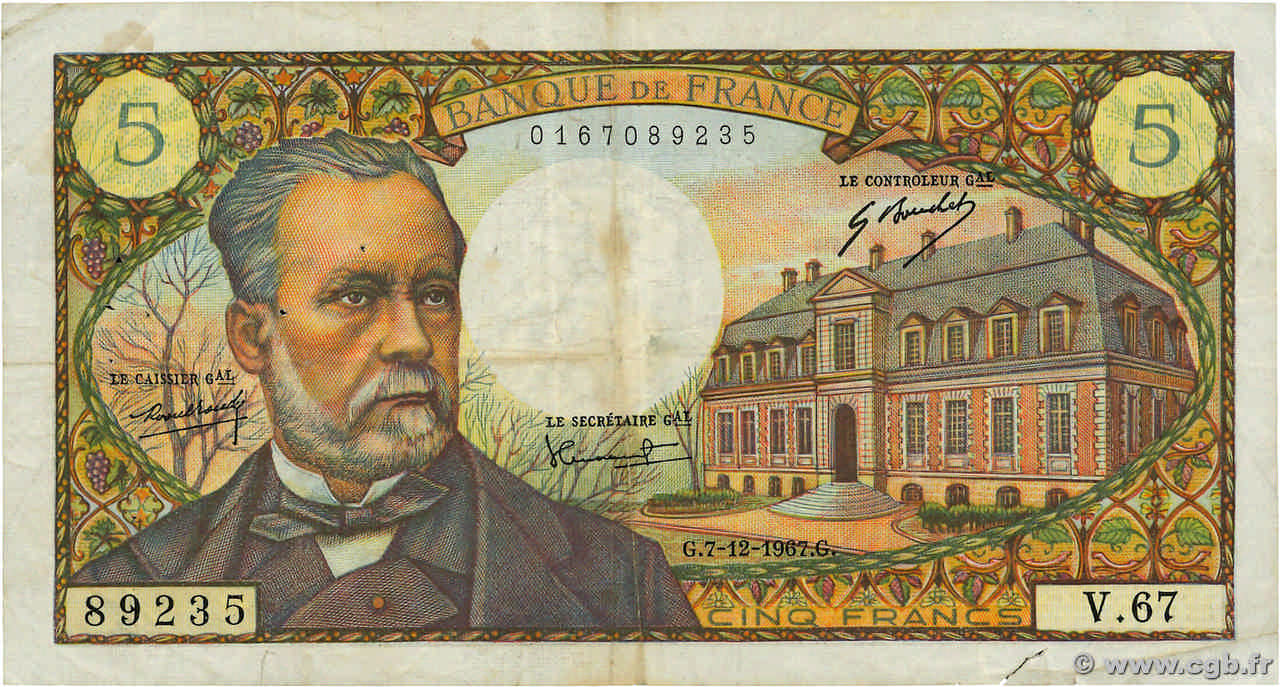 5 Francs PASTEUR FRANCE  1967 F.61.06 TB