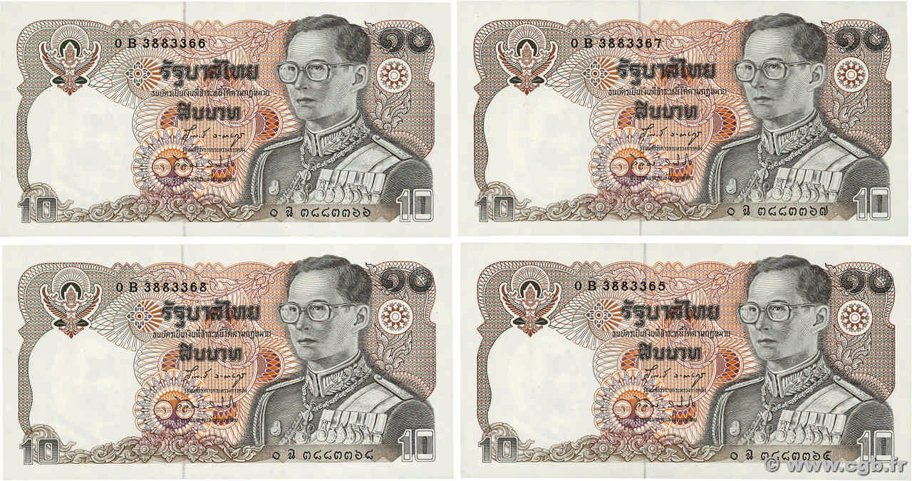 10 Baht Consécutifs THAÏLANDE  1980 P.087 SUP+