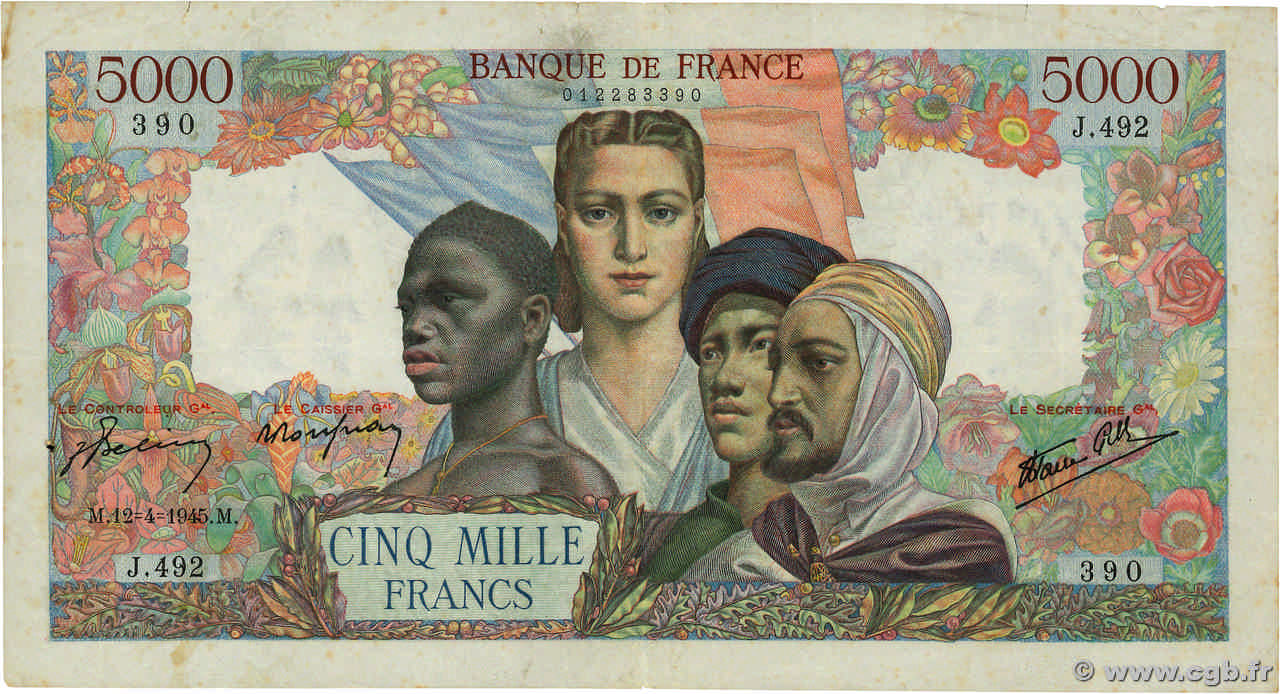 5000 Francs EMPIRE FRANÇAIS FRANCE  1945 F.47.21 TB