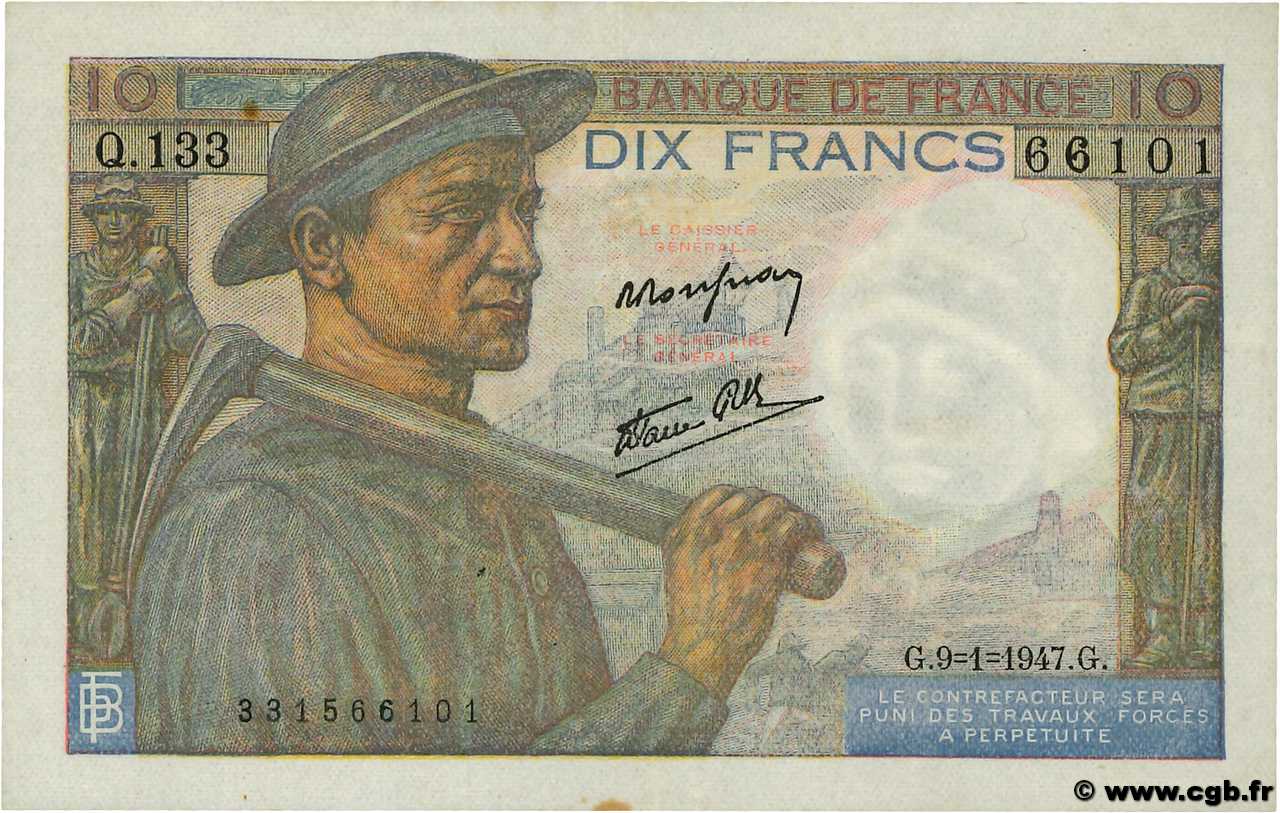10 Francs MINEUR FRANCE  1947 F.08.17 VF+