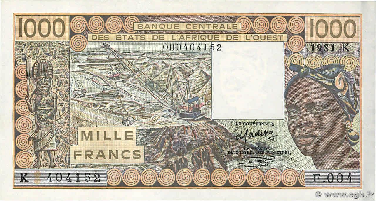 1000 Francs ÉTATS DE L AFRIQUE DE L OUEST  1981 P.707Kbx SPL