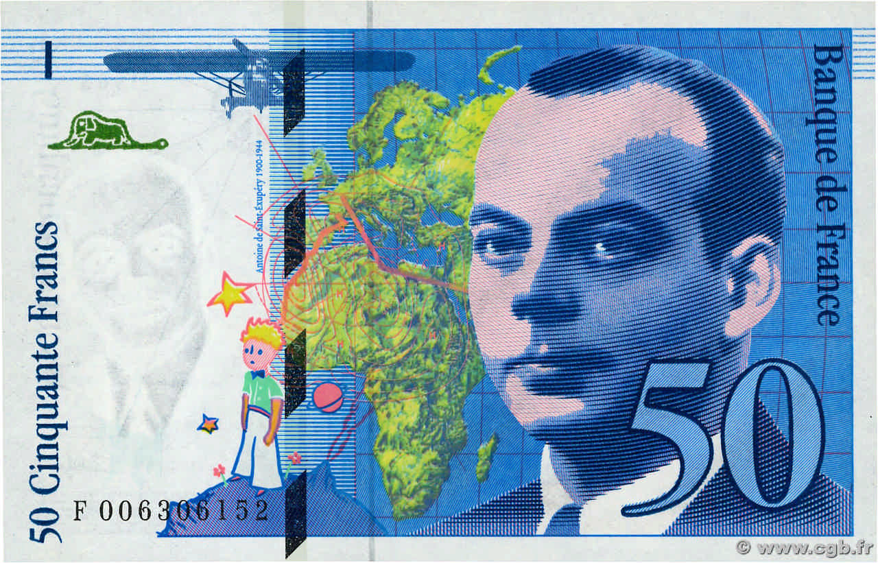 50 Francs SAINT-EXUPÉRY FRANCE  1993 F.72.02 UNC-