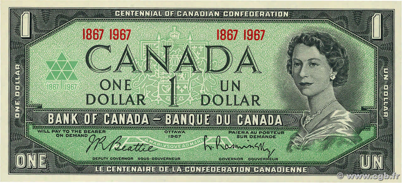 1 Dollar Commémoratif CANADA  1967 P.084a NEUF