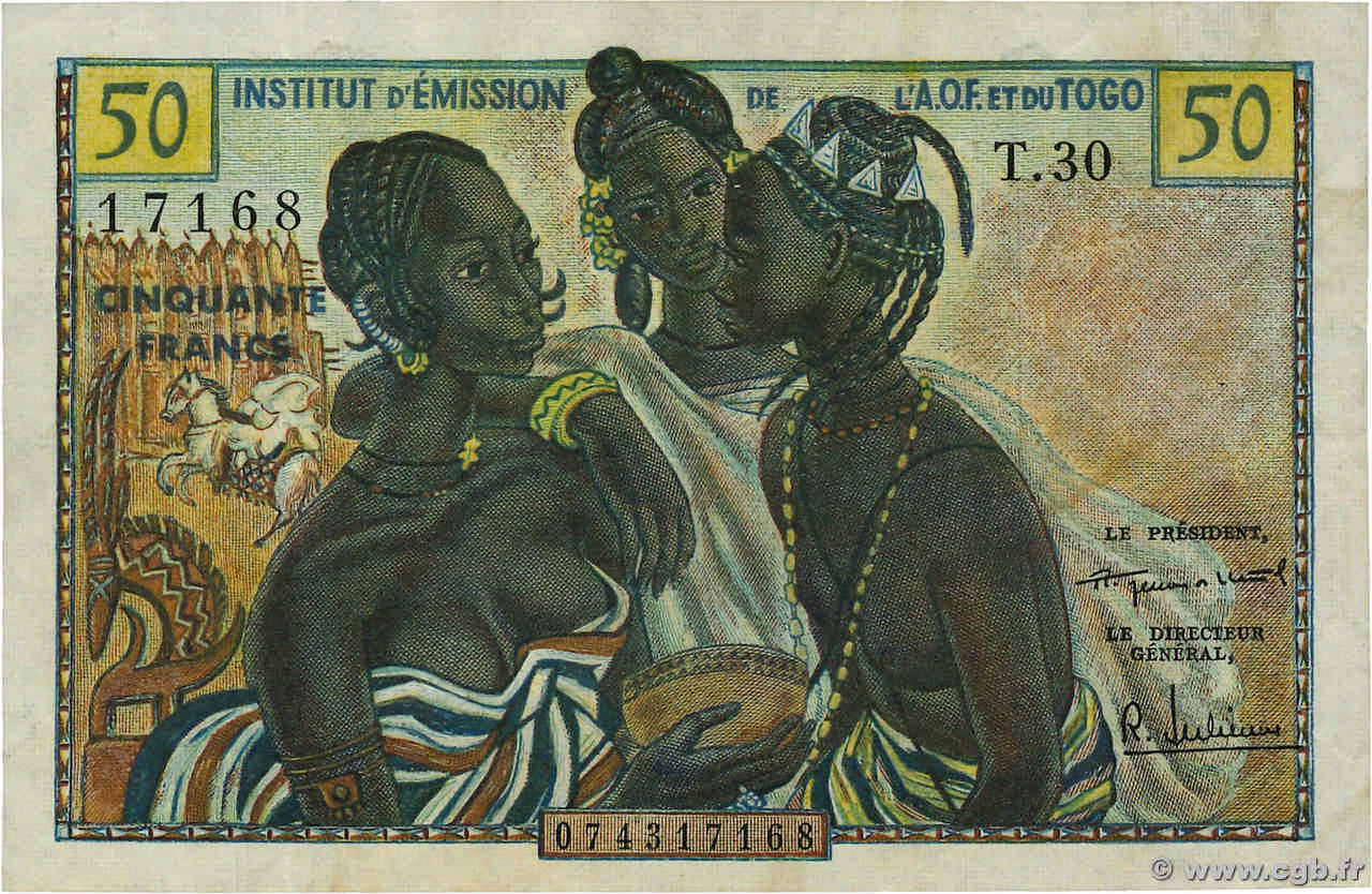 50 Francs FRENCH WEST AFRICA (1895-1958)  1956 P.45 VF-