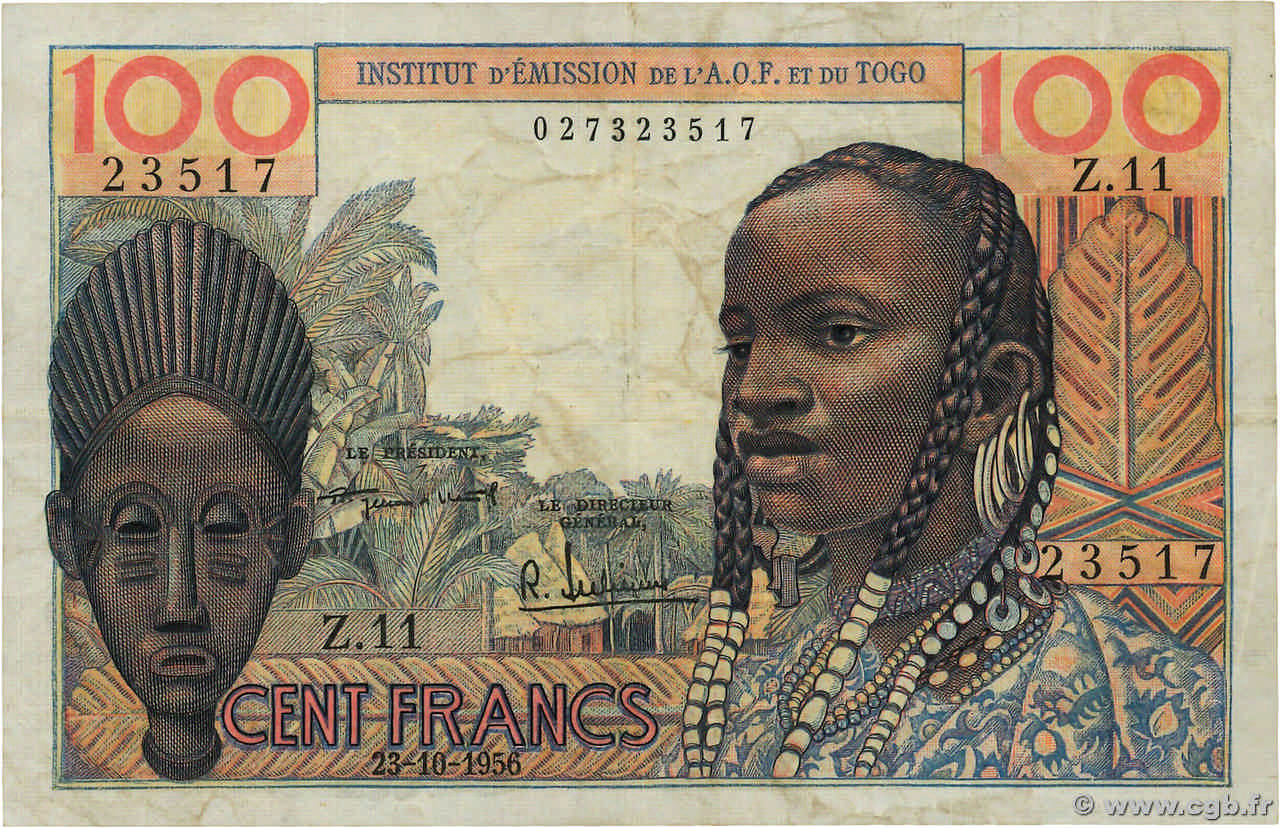 100 Francs FRENCH WEST AFRICA (1895-1958)  1956 P.46 F+