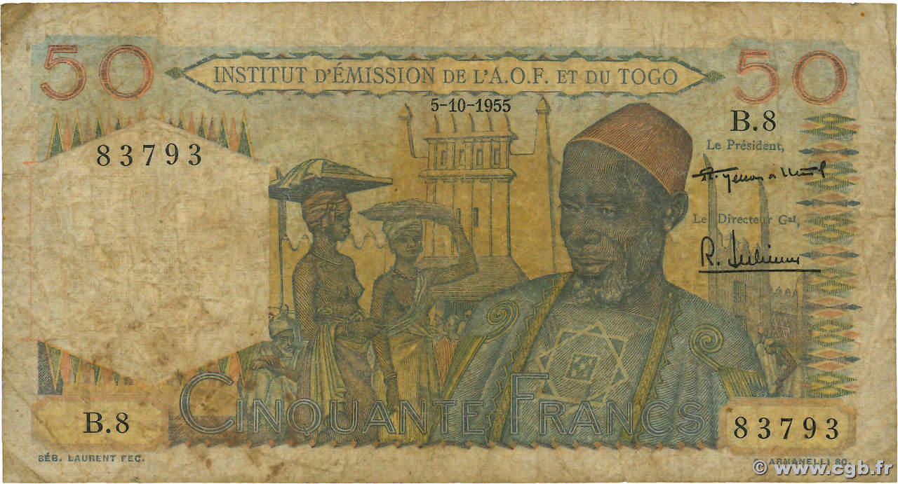 50 Francs FRENCH WEST AFRICA (1895-1958)  1955 P.44 G