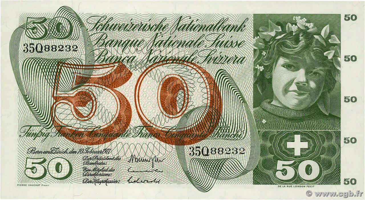 50 Francs SUISSE  1971 P.48k pr.NEUF
