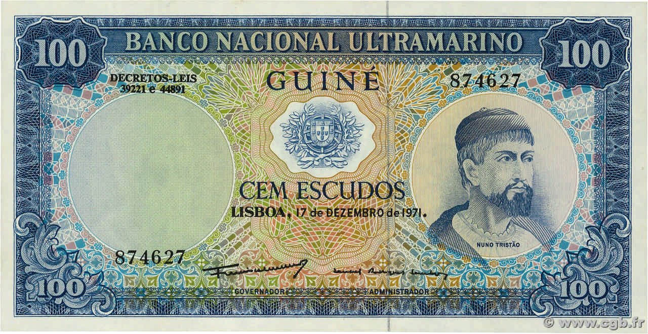 100 Escudos GUINÉE PORTUGAISE  1971 P.045a NEUF