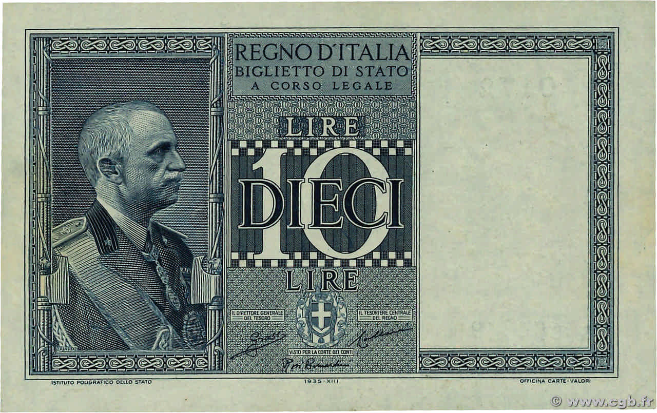 10 Lire ITALIE  1935 P.025a pr.SPL