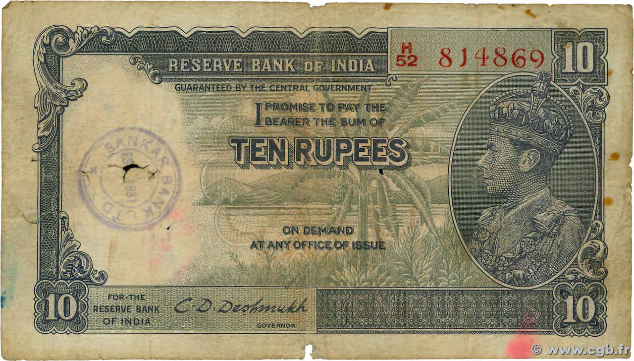 10 Rupees INDE  1943 P.019b B