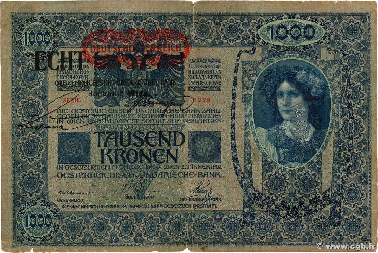 1000 Kronen AUTRICHE  1919 P.058 B+