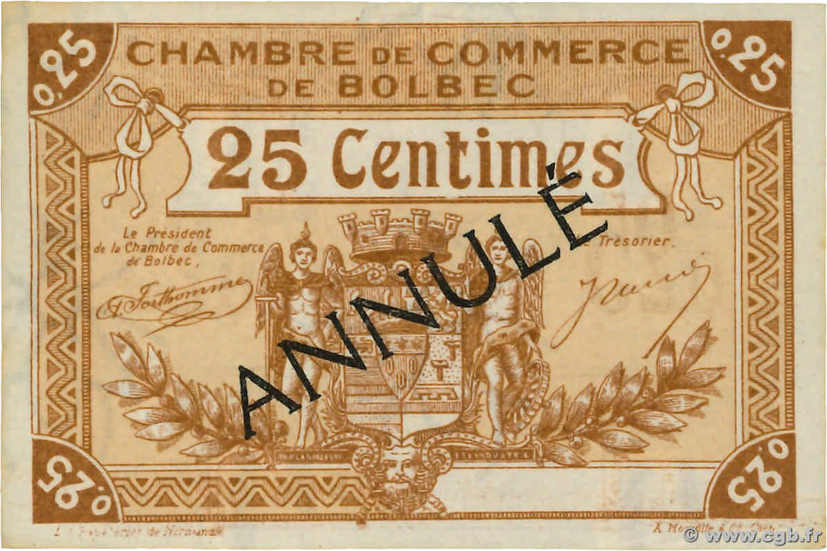 25 Centimes Annulé FRANCE regionalismo e varie Bolbec 1920 JP.029.02 q.FDC