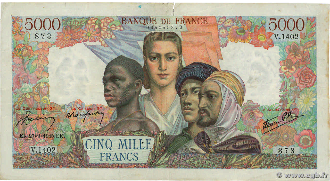 5000 Francs EMPIRE FRANÇAIS FRANCIA  1945 F.47.45 MB