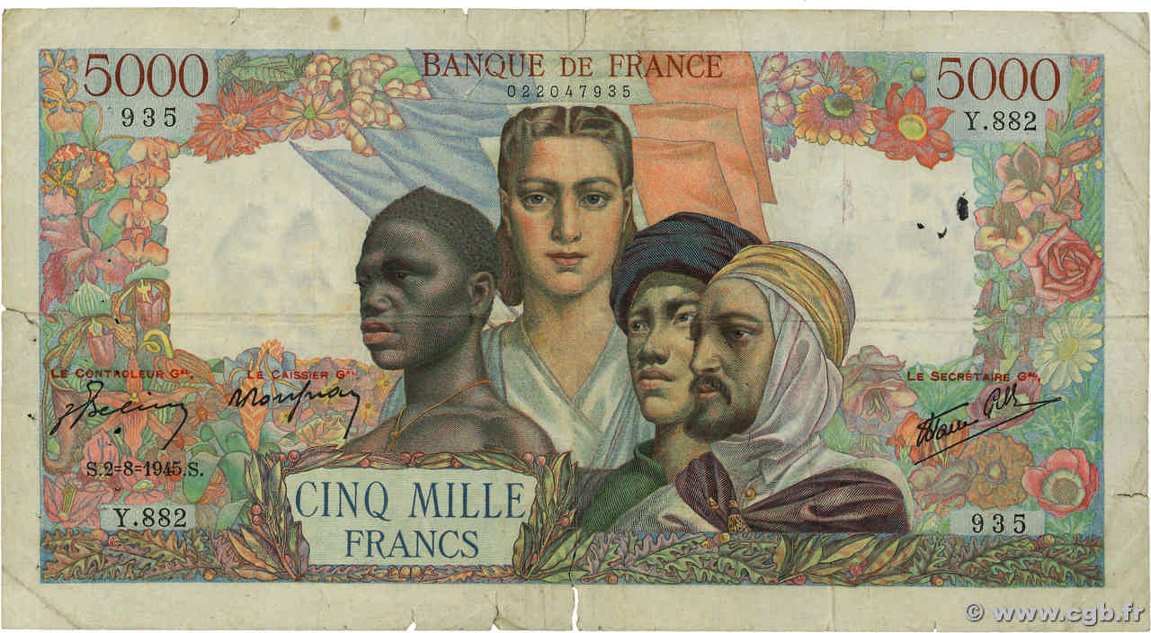 5000 Francs EMPIRE FRANÇAIS FRANCE  1945 F.47.37 B