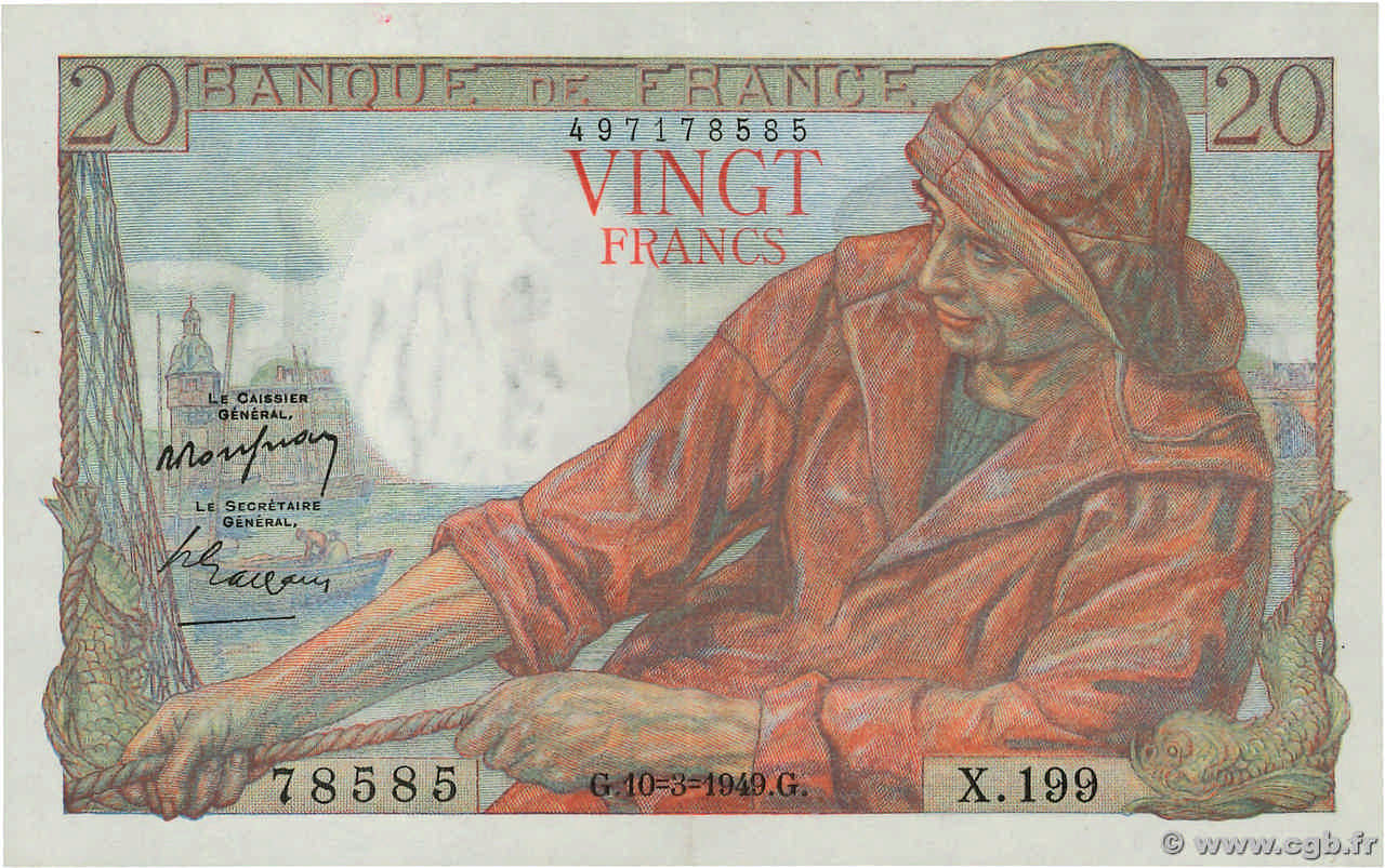 20 Francs PÊCHEUR FRANCE  1949 F.13.14 SPL