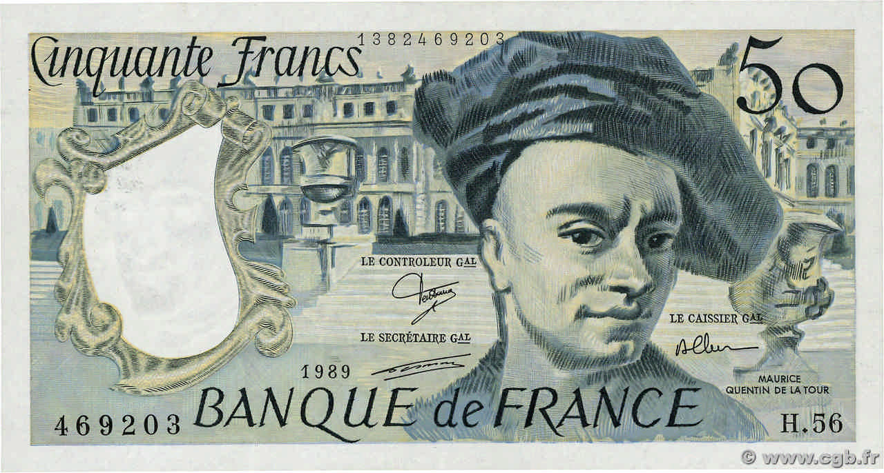 50 Francs QUENTIN DE LA TOUR FRANCE  1989 F.67.15 SUP