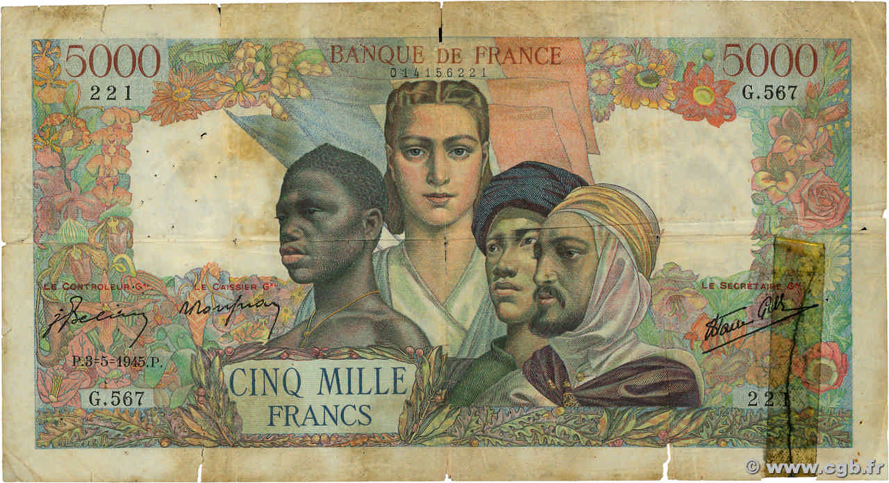 5000 Francs EMPIRE FRANÇAIS FRANCE  1945 F.47.24 G
